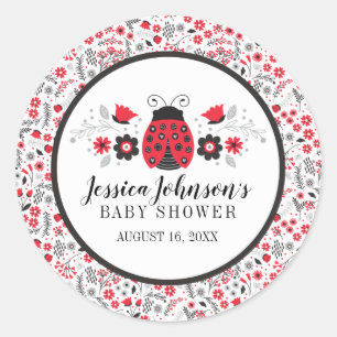 Schattig rood lieveheersbeestje Baby shower Ronde Sticker