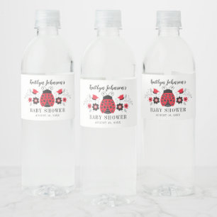 Schattig rood lieveheersbeestje Baby shower Waterfles Etiket