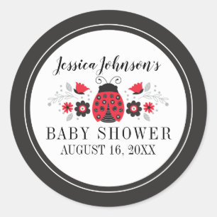 Schattig rood lieveheersbeestje meisje Baby shower Ronde Sticker