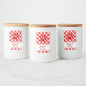 Schattig rood-wit geruit patroon poot naam voedselcontainer etiket (Flessen)