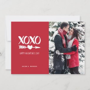 Schattig rood & wit XOXO Valentijnsdag Feestdagenkaart