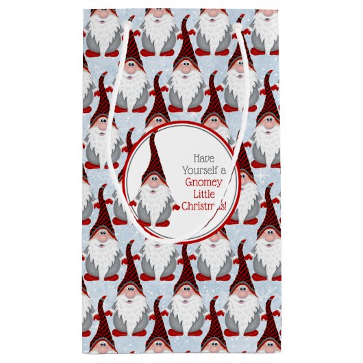 Schattig Rood Zwart Grijs Gnome Xmas Christmas Klein Cadeauzakje (Achterkant)