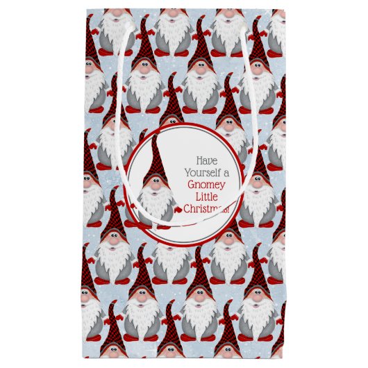 Schattig Rood Zwart Grijs Gnome Xmas Christmas Klein Cadeauzakje (Voorkant)