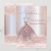 Schattig Roos gouden glitterjurk kalligrafie Kaart (Voorkant / Achterkant)