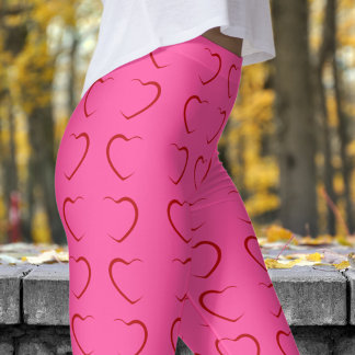 Schattig Roos Roze Liefde Harten Patroon Leggings