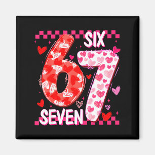 Schattig Roze 67 Valentijnsdag Zes Zeven Grappig M Magneet