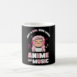 Schattig Roze Anime Meisje voor Anime & Muziek L Koffiemok