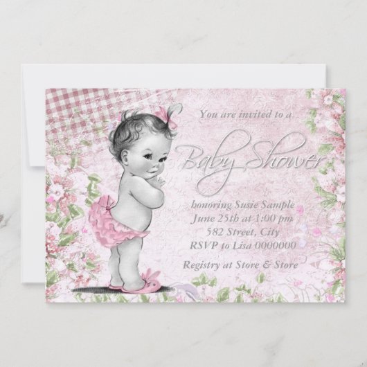 Schattig  roze Baby shower Kaart (Voorkant)