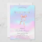 Schattig Roze Bow Holografisch Baby shower Kaart (Voorkant)