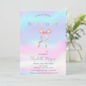 Schattig Roze Bow Holografisch Baby shower Kaart (Staand voorkant)