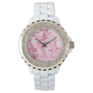  schattig roze camouflagepatroon horloge