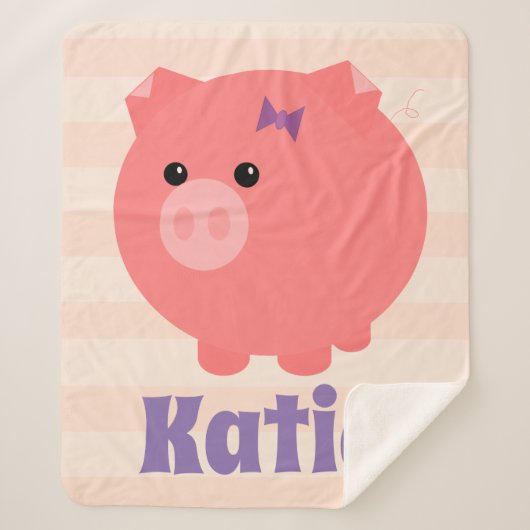 Schattig roze Chubby Pig Sherpa Blanket Sherpa Deken (Voorkant)