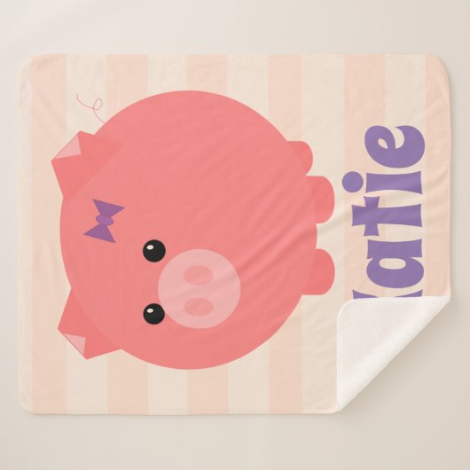 Schattig roze Chubby Pig Sherpa Blanket Sherpa Deken (Voorkant (horizontaal))