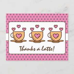 Schattig Roze Dank Je Een Latte Koffie Dank Je Briefkaart
