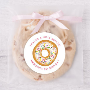 Schattig roze donut verjaardag partij gunst ronde sticker