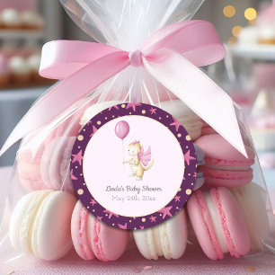 Schattig roze Dragon Baby shower Ronde Sticker