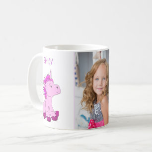 Schattig Roze Eenhoorn Kinderen Foto Koffiemok