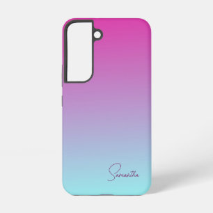 Schattig roze en blauw katoenen Snoep Ombre Samsung Galaxy Hoesje