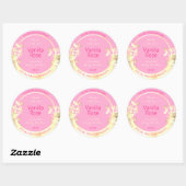 Schattig roze en gouden bloemproduct Verpakkingset Ronde Sticker (Vel)
