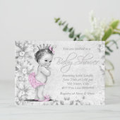 Schattig roze en grijs Baby shower Kaart (Staand voorkant)