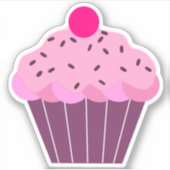 Schattig roze en Paarse cupcake Sticker (Voorkant)