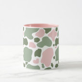 Schattig roze en salie groen Koe Print Pattern Mok (Midden)