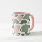 Schattig roze en salie groen Koe Print Pattern Mok (Voorkant rechts)