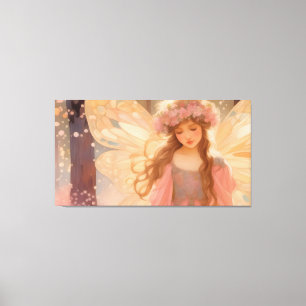 Schattig roze fee fantasy schilderij canvas afdruk