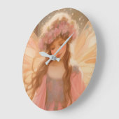 Schattig roze fee fantasy schilderij grote klok (Hoek)