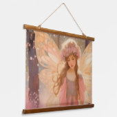 Schattig roze fee fantasy schilderij hangend wandkleed (Gebogen)