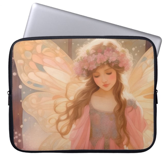 Schattig roze fee fantasy schilderij laptop sleeve (Voorkant)