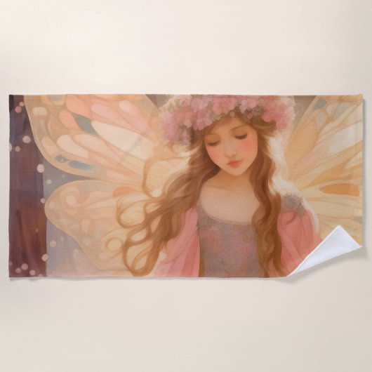 Schattig roze fee fantasy schilderij strandlaken (Voorkant)