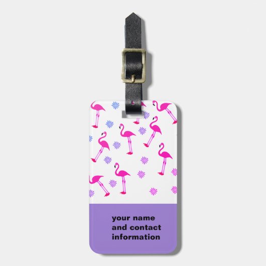 schattig roze flamingo ontwerp aangepast bagagelab bagagelabel (Voorkant verticaal)