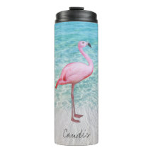 Schattig roze flamingo tropisch strand naam Fine A