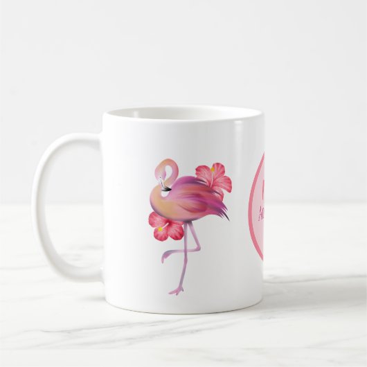 schattig roze flamingo voegt monogram koffie Mok t (Links)