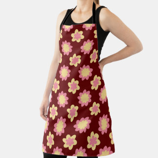 Schattig Roze & Geel Bloemendessin Schort