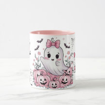 Schattig Roze Geest Halloween Pastel Pompoen Twee-