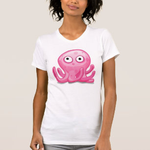 schattig roze gekke octopus t-shirt