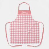 Schattig roze gingham plaid naam schort (Voorkant)