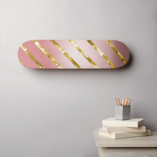 schattig roze glitterskateboard skateboard (Muurkunst (Horizontaal))