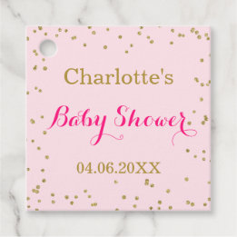 Schattig Roze Goud Glitter Confetti Baby Shower Bedankjes Labels