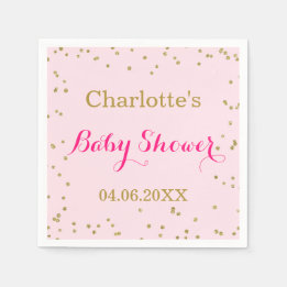 Schattig Roze Goud Glitter Confetti Baby Shower Servet