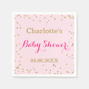 Schattig Roze Goud Glitter Confetti Baby Shower Servet