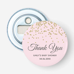 Schattig Roze Goud Glitter Dank Je Wel Baby Shower Button Flesopener