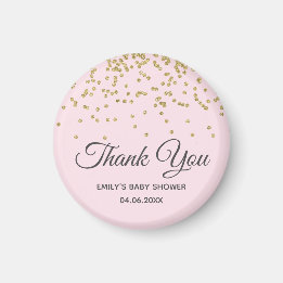 Schattig Roze Goud Glitter Dank Je Wel Baby Shower Magneet