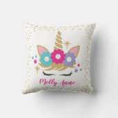 Schattig Roze Gouden Eenhoorn Gezicht Wimpers Magi Kussen (Achterkant)