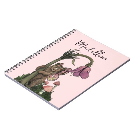 Schattig Roze Grizzly Beer Fairy in Enchanted Fore Notitieboek (Linkerzijde)