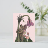Schattig Roze Grizzly Beer Fairy in Woodland Fores Briefkaart (Staand voorkant)