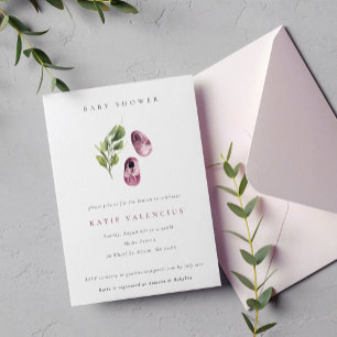 Schattig roze groen schoenen bladeren meisje Baby  Kaart