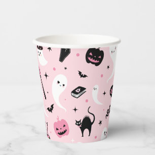 Schattig roze Halloween Party Papieren Bekers
